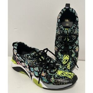 ASN Shoes Women's EU 39‎ US 8.5 Black Low Snake Floral Neon Trainer Shoes